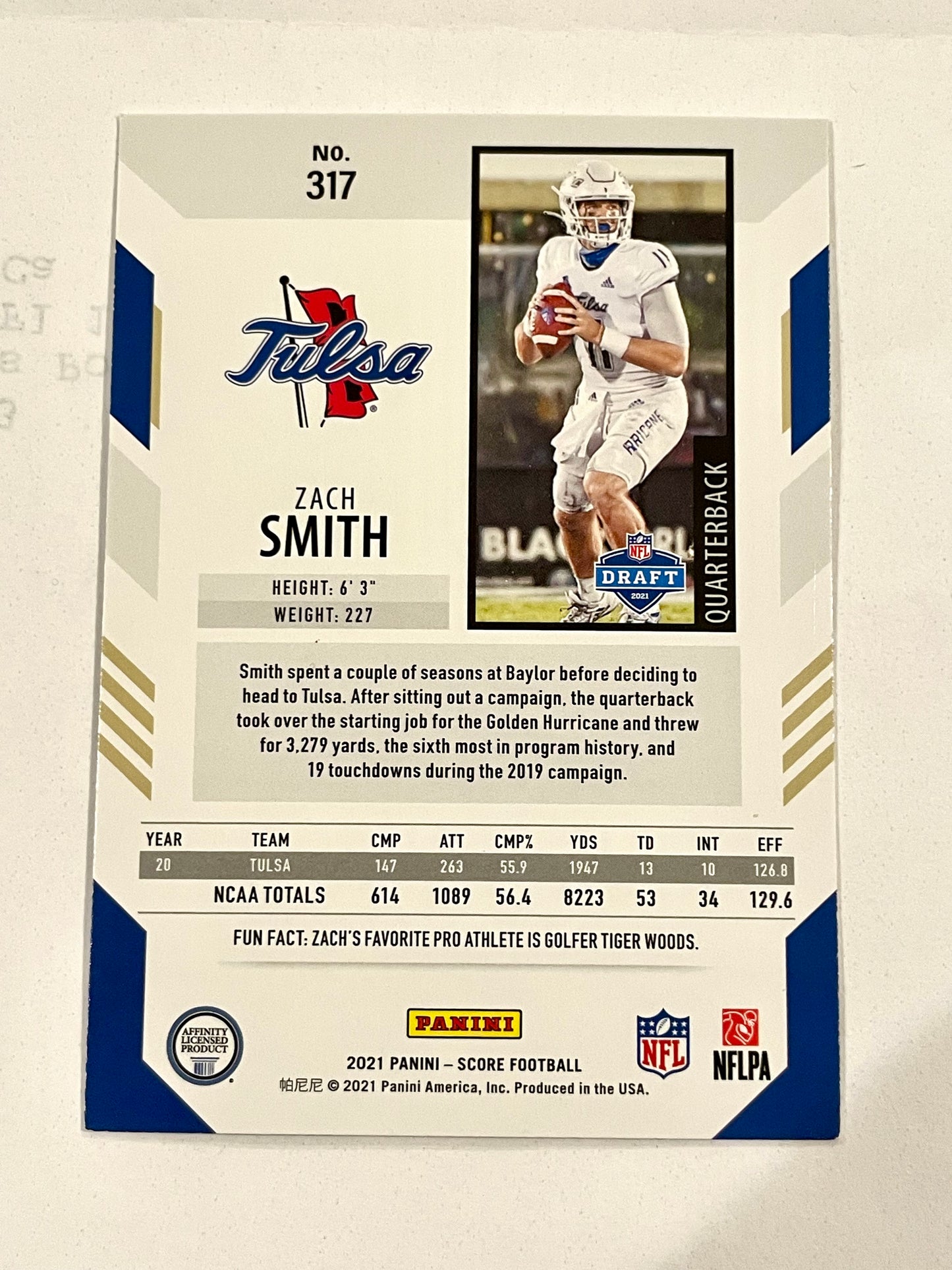 2021 Zach King Golden Hurricane Quarterback